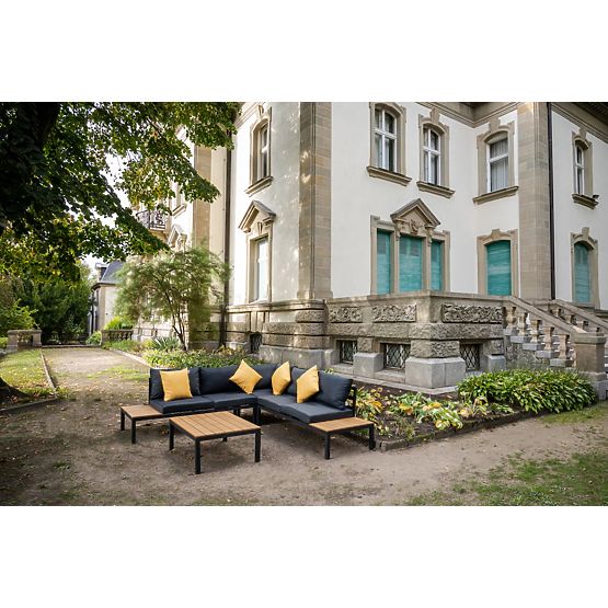 Grande set angolare in alluminio con tavolino MASSIMO nero