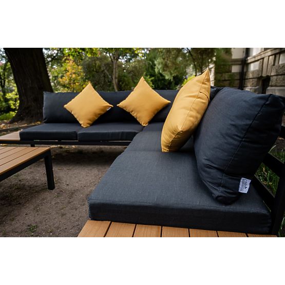 Grande set angolare in alluminio con tavolino MASSIMO nero