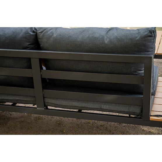 Grande set angolare in alluminio con tavolino MASSIMO nero