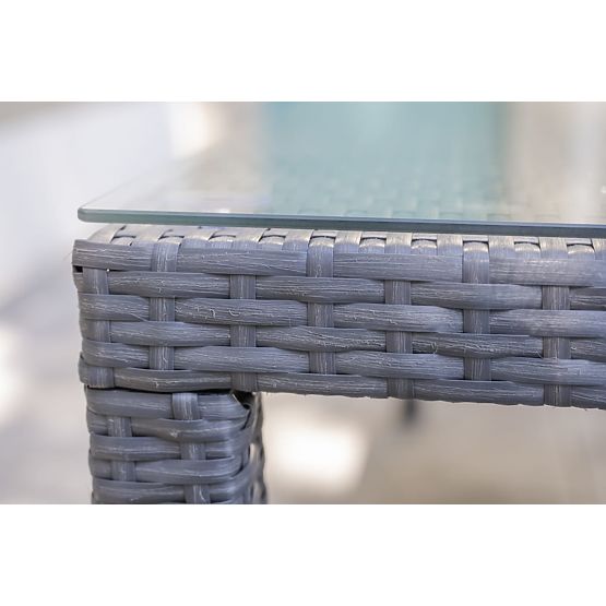 Grande set da pranzo in tecnorattan (8 sedie + grande tavolo) SOTTILE grigio