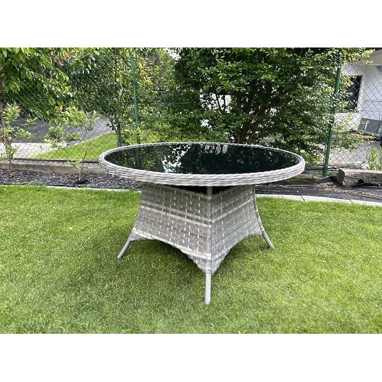 Grande tavolo rotondo in tecnorattan MODERNO grigio chiaro