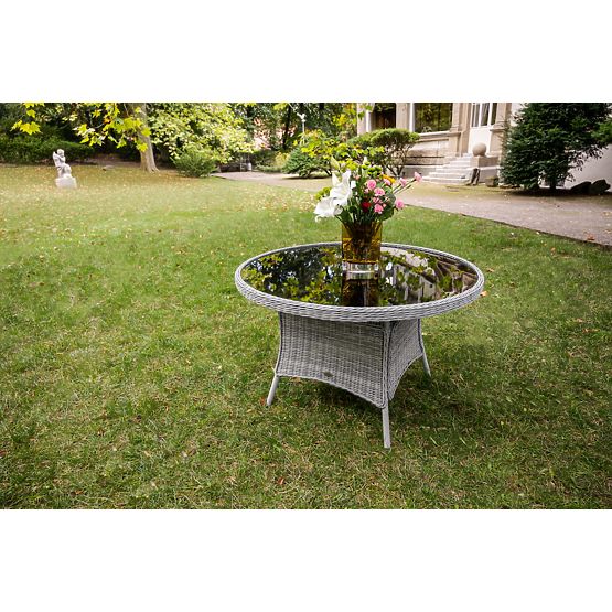 Grande tavolo rotondo in tecnorattan MODERNO grigio chiaro