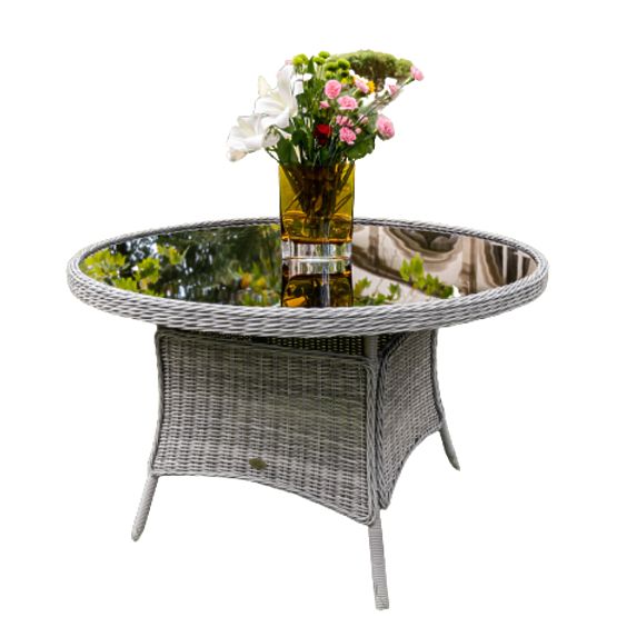 Grande tavolo rotondo in tecnorattan MODERNO grigio chiaro