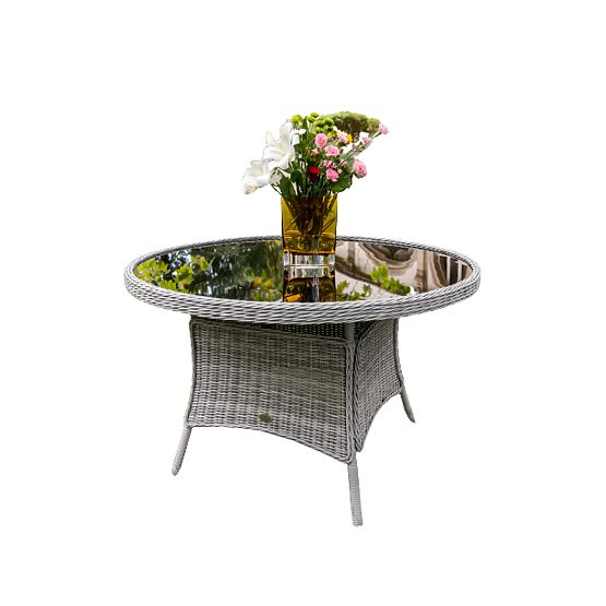 Grande tavolo rotondo in tecnorattan MODERNO grigio chiaro