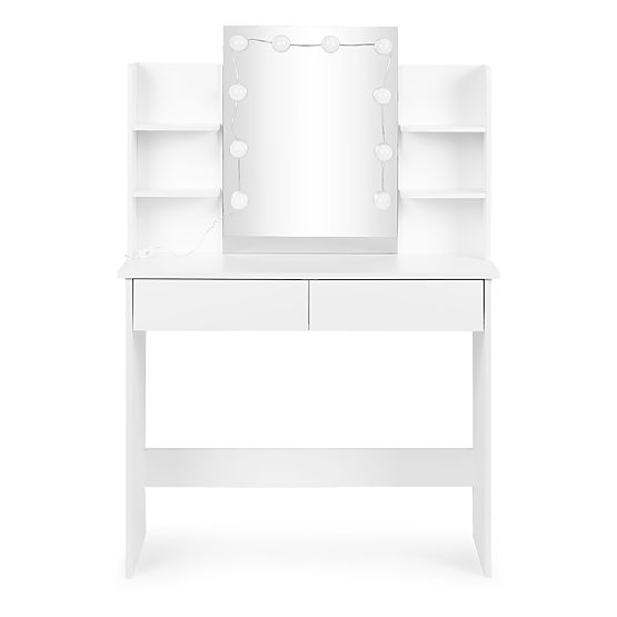 Grande toeletta cosmetica con specchio e illuminazione LED 3 colori scaffali cassetti ModernHome