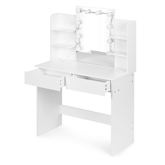 Grande toeletta cosmetica con specchio e illuminazione LED 3 colori scaffali cassetti ModernHome