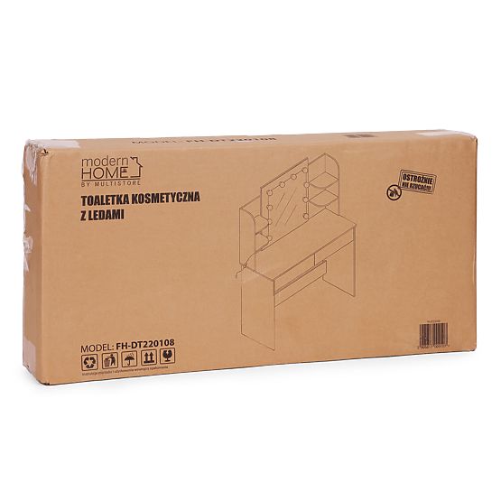Grande toeletta cosmetica con specchio e illuminazione LED 3 colori scaffali cassetti ModernHome