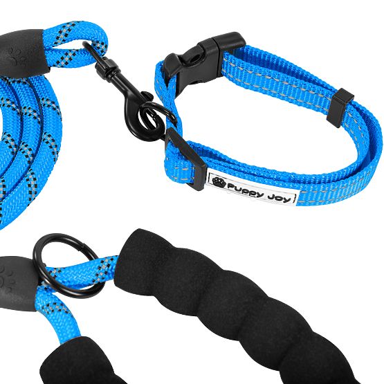 Guinzaglio riflettente e collare per cane PJ-037 blu