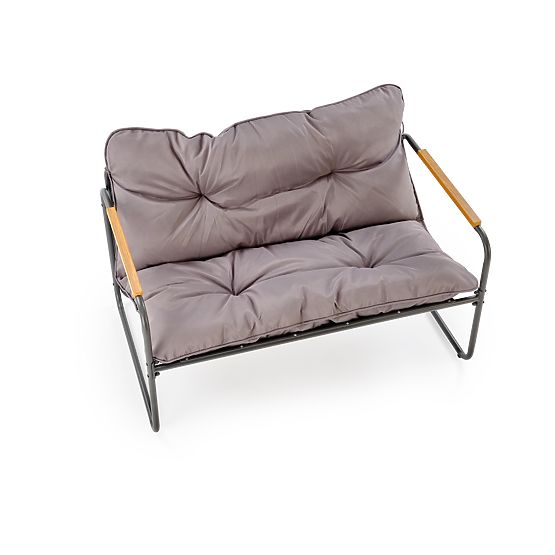 HUDSON, set da giardino (divano, 2x poltrona, tavolino), grigio / marrone (1p=1set)