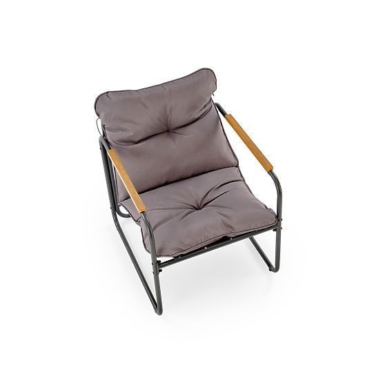 HUDSON, set da giardino (divano, 2x poltrona, tavolino), grigio / marrone (1p=1set)