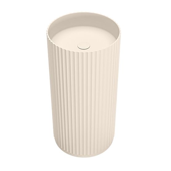 Lavabo autoportante Ciriola, composito, 45x90 cm, beige-grigio, taupe, scanalato