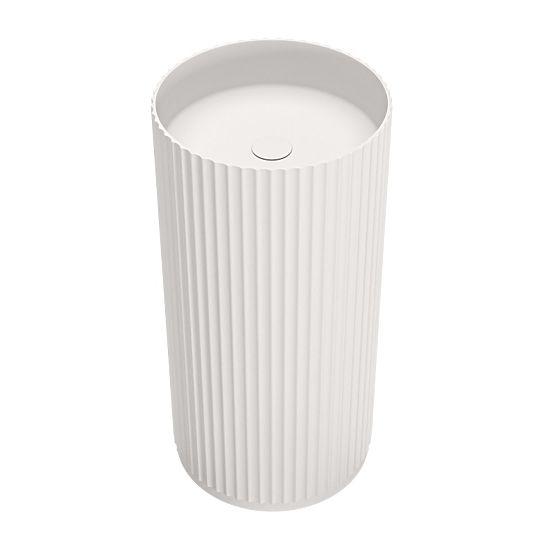 Lavabo autoportante Ciriola, composito, 45x90 cm, bianco, scanalato