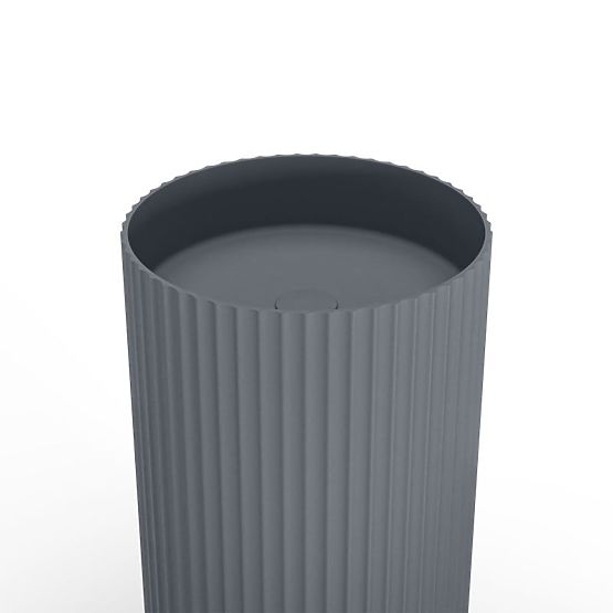 Lavabo autoportante Ciriola, composito, 45x90 cm, grigio scuro, scanalato