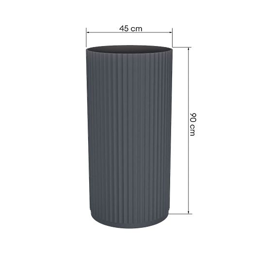 Lavabo autoportante Ciriola, composito, 45x90 cm, grigio scuro, scanalato