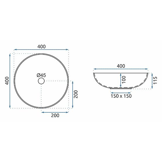 Lavabo da appoggio Rea Arte grigio scuro