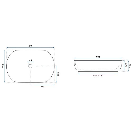 Lavabo da appoggio Rea CLEO 61 BLACK AIAX MATT