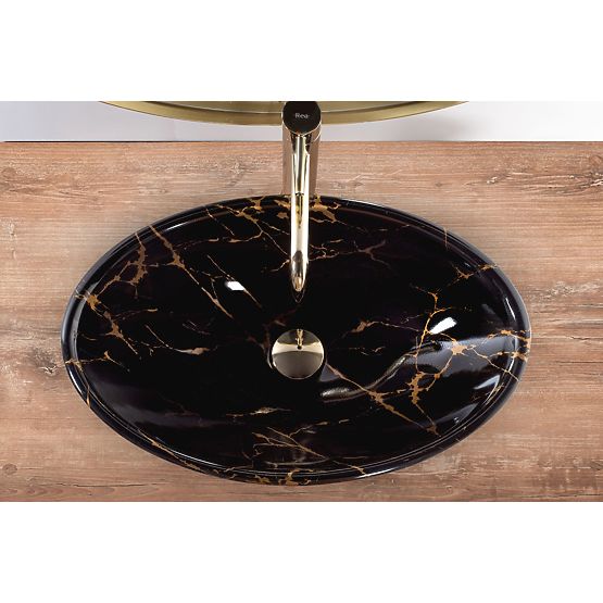 Lavabo da appoggio REA Pamela Black Marble Shiny