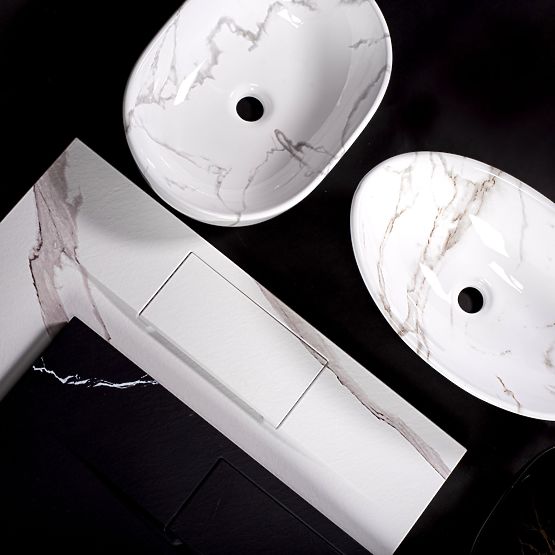 Lavabo da appoggio REA Pamela Black Marble Shiny