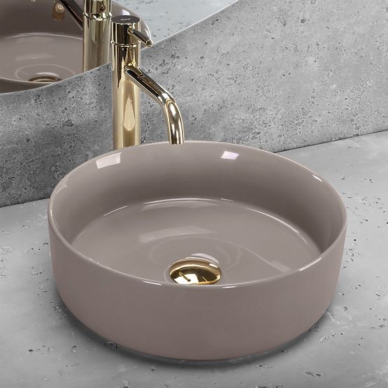 Lavabo da appoggio Rea Sami Beige Lucido