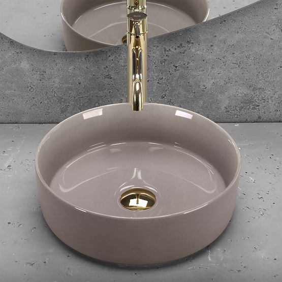 Lavabo da appoggio Rea Sami Beige Lucido