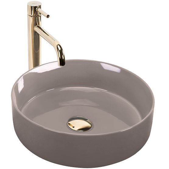 Lavabo da appoggio Rea Sami Beige Lucido