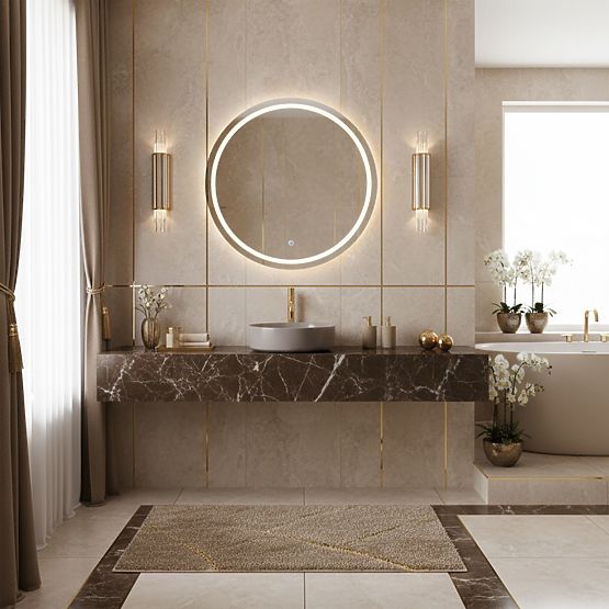 Lavabo da appoggio Rea Sami Beige Lucido