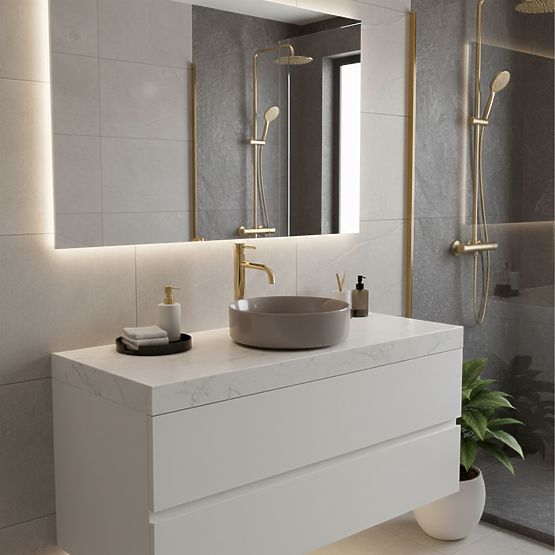 Lavabo da appoggio Rea Sami Beige Lucido