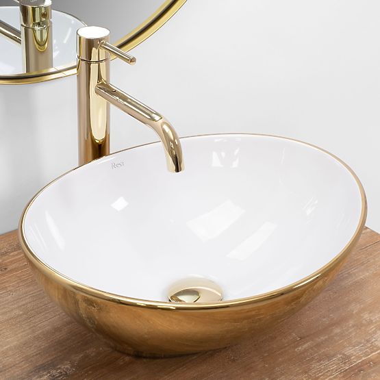 Lavabo da appoggio Rea Sofia Oro / Bianco