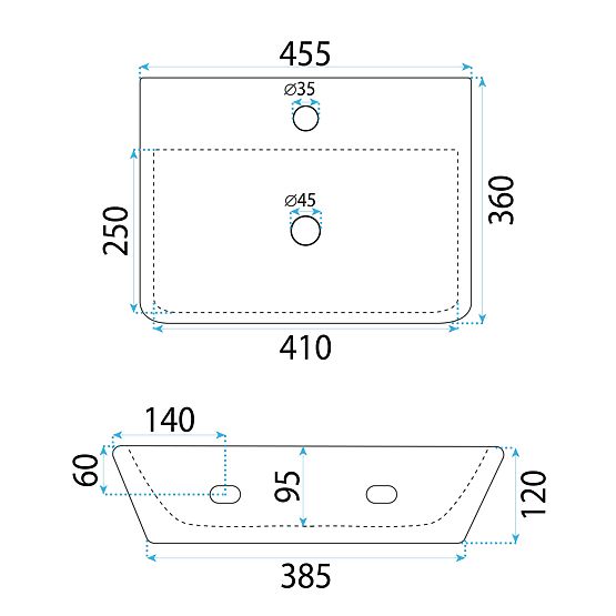 Lavabo da parete su piano Rea Altea Cloudy