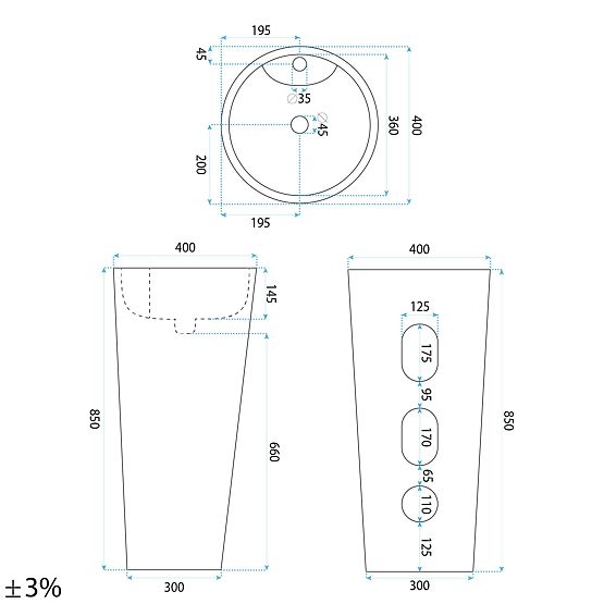Lavabo in Ceramica Autoportante Blanka Savana Matt