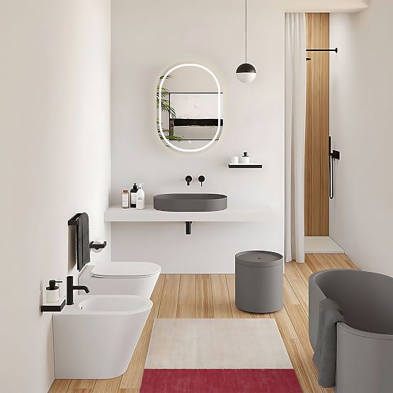 Lavabo in conglomerato IRIS 71 CM grigio opaco