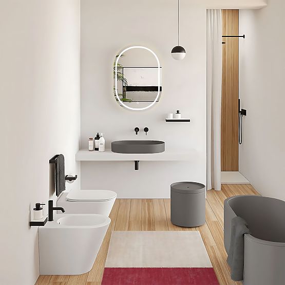 Lavabo in conglomerato IRIS 71 CM grigio opaco