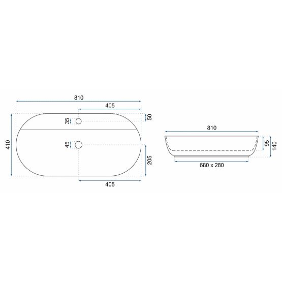 Lavabo REA Aura 81 da appoggio