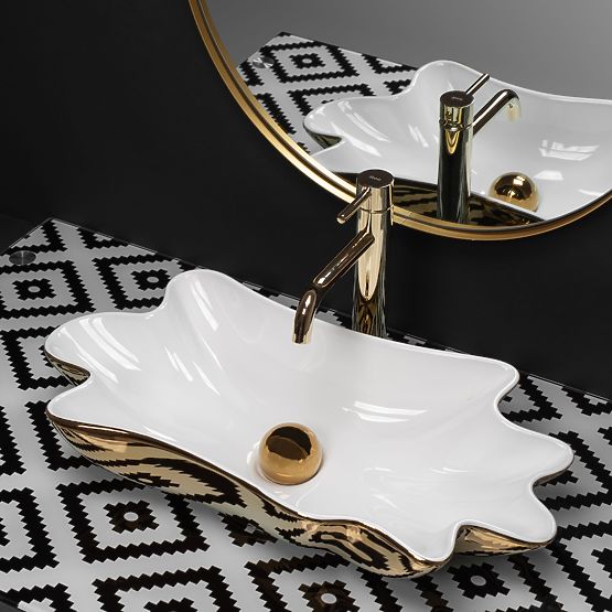 Lavabo REA Sea Infinity Oro/Bianco + Tappo