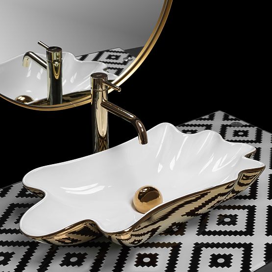 Lavabo REA Sea Infinity Oro/Bianco + Tappo