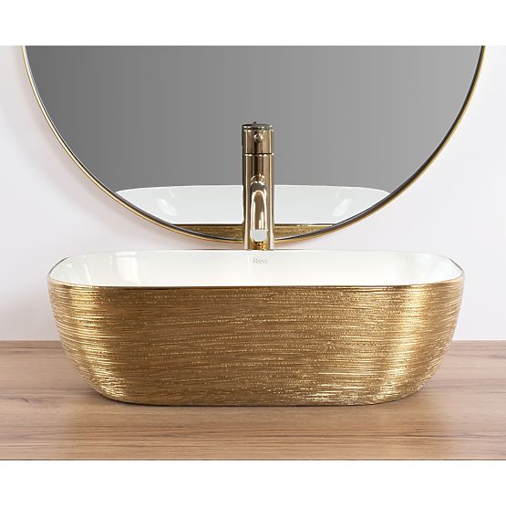 Lavabo senza tempo Rea Belinda White GOLD BRUSH
