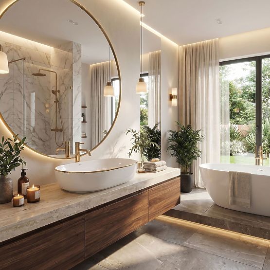 Lavabo senza tempo Rea CLEO 61 Gold Edge