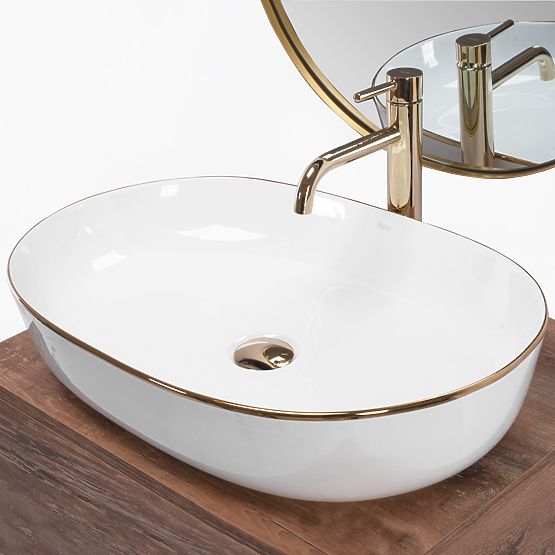 Lavabo senza tempo Rea CLEO 61 Gold Edge