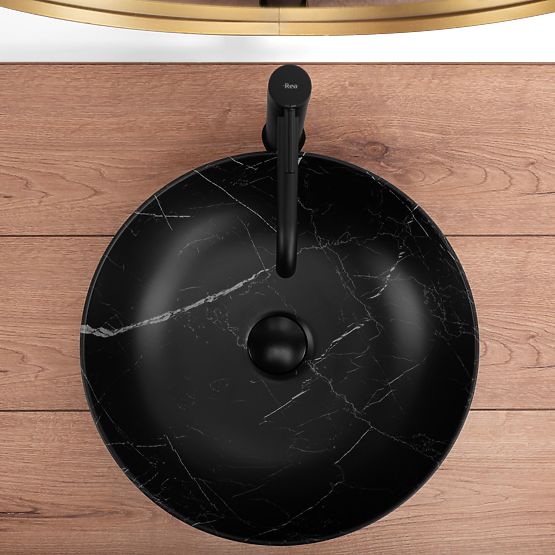 Lavabo senza tempo Rea Fibo nero opaco