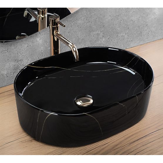Lavabo senza tempo Rea Nadia 50 Black Stone