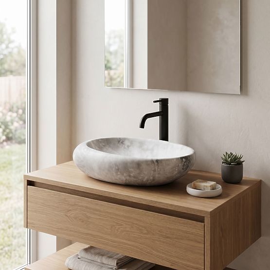 Lavabo senza tempo Rea Roxy C Stone L.GREY