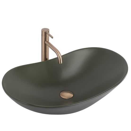 Lavabo senza tempo Rea Royal Olive Matt