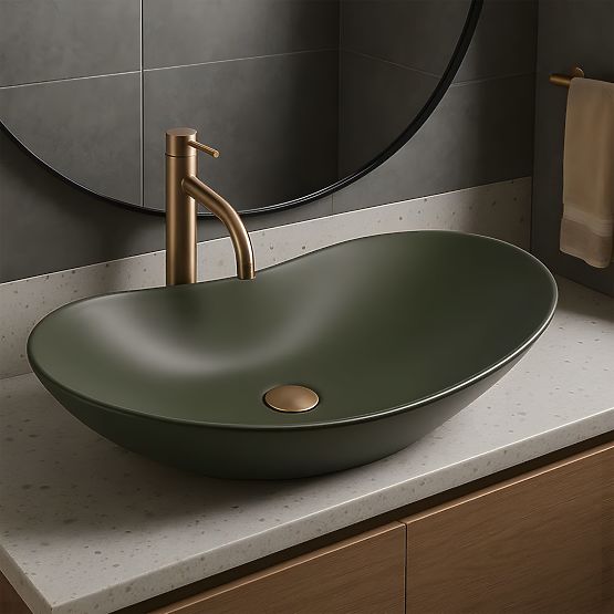 Lavabo senza tempo Rea Royal Olive Matt