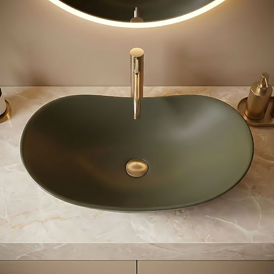 Lavabo senza tempo Rea Royal Olive Matt
