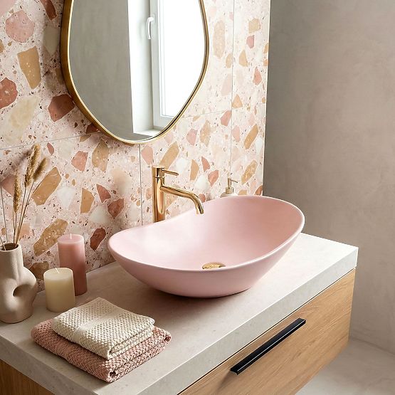 Lavabo senza tempo Rea Royal Powder Pink Matt