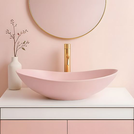 Lavabo senza tempo Rea Royal Powder Pink Matt