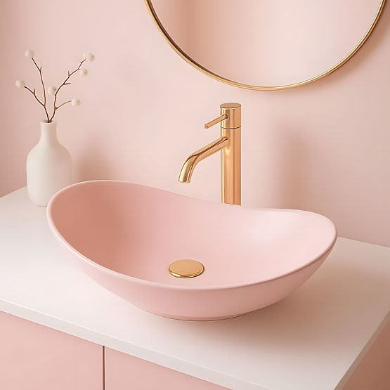 Lavabo senza tempo Rea Royal Powder Pink Matt