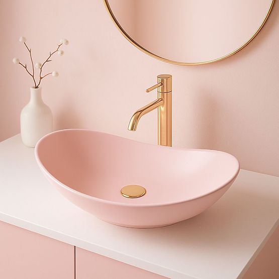 Lavabo senza tempo Rea Royal Powder Pink Matt