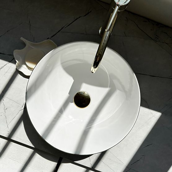 Lavabo senza tempo REA STELLA WHITE GOLD BRUSH