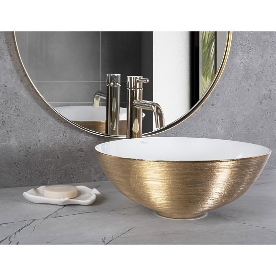 Lavabo senza tempo REA STELLA WHITE GOLD BRUSH